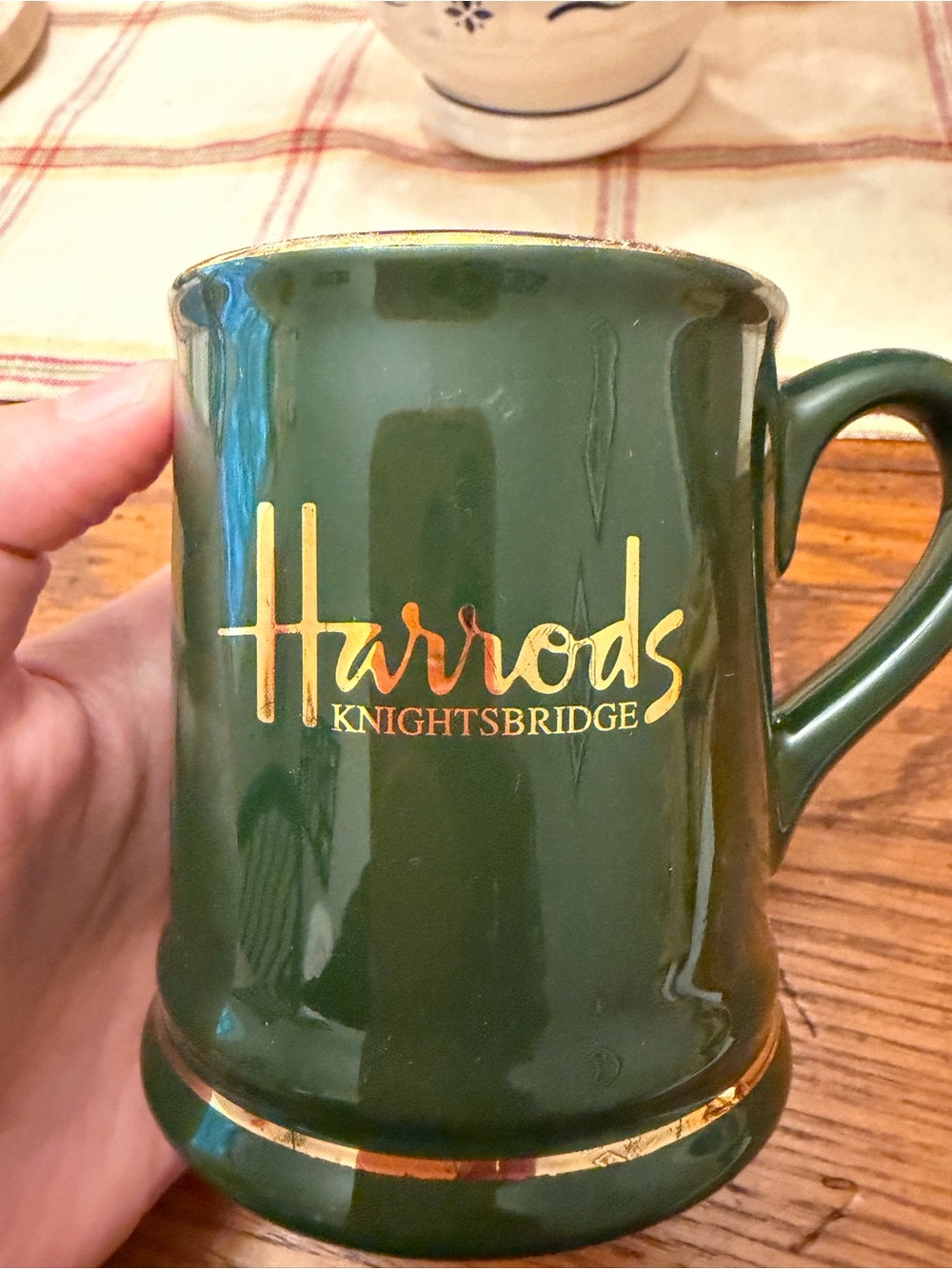 HARRODS KNIGHTSBRIDGE GREEN GOLD MUG
